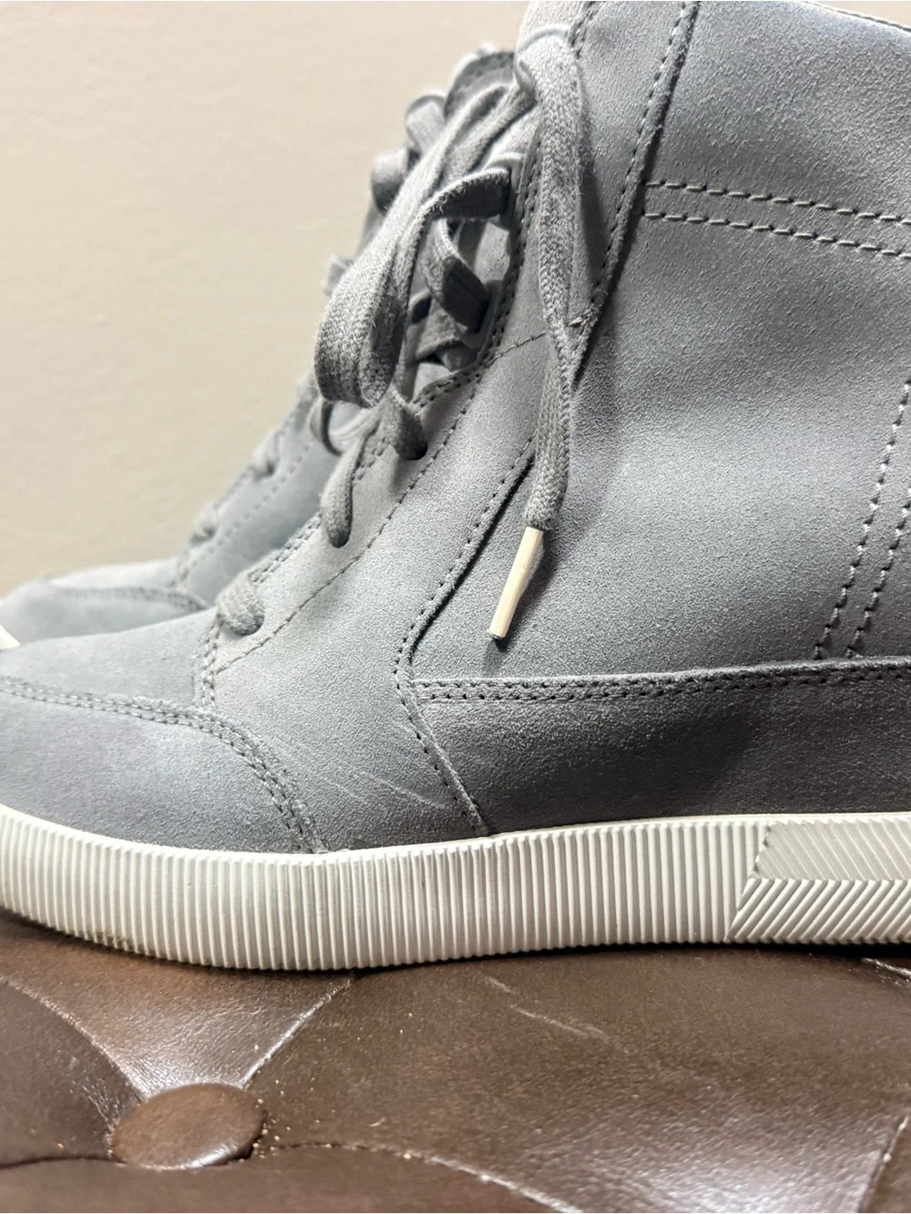 Sorel Gray Suede Wedge Sneakers